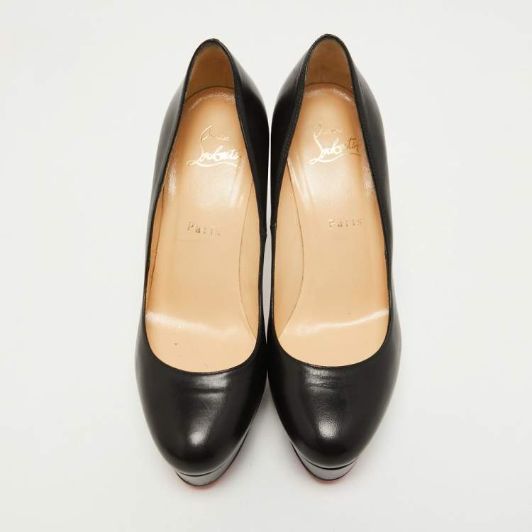 Pre Owned Christian Louboutin Black Leather Bianca Pumps Size 37