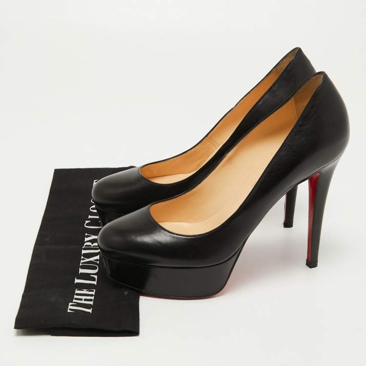 Pre Owned Christian Louboutin Black Leather Bianca Pumps Size 37