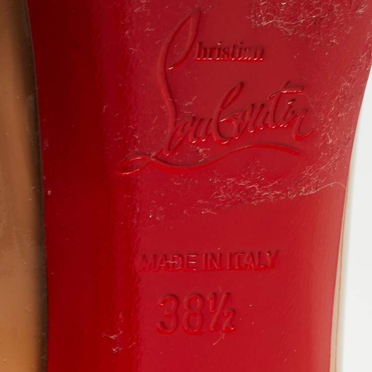 Pre Owned Christian Louboutin Beige Patent Leather Vendome Pumps Size 38.5