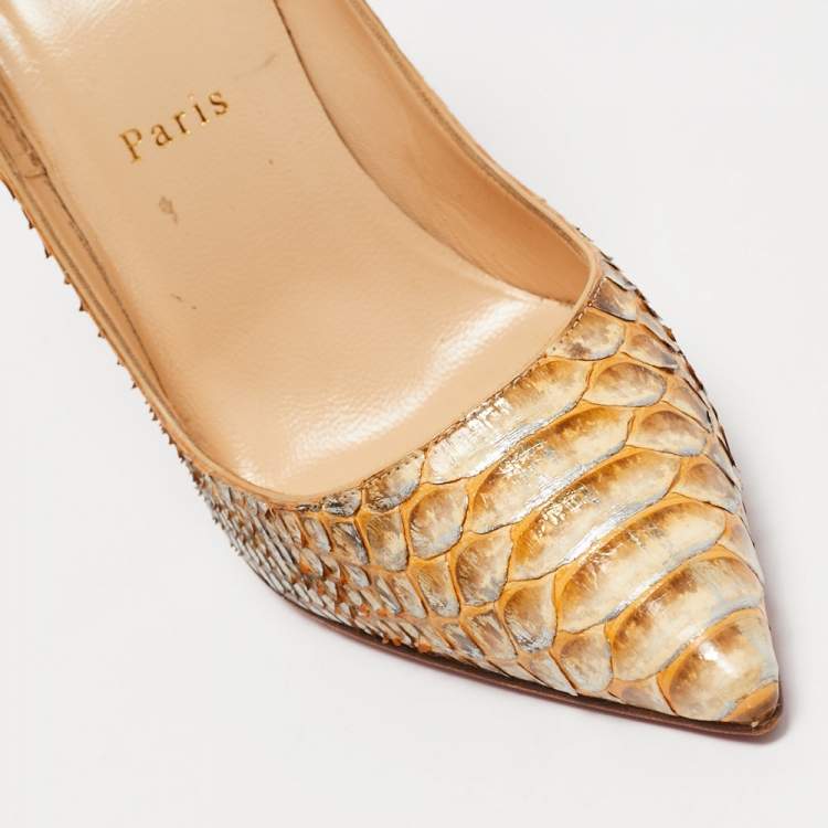 Pre Owned Christian Louboutin Gold Python Leather So Kate  Pumps Size 40