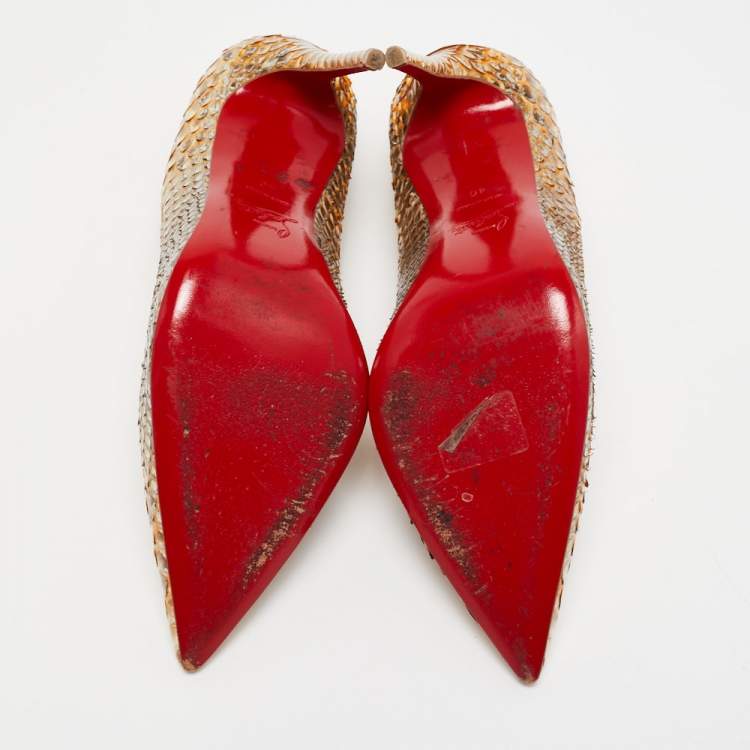 Pre Owned Christian Louboutin Gold Python Leather So Kate  Pumps Size 40