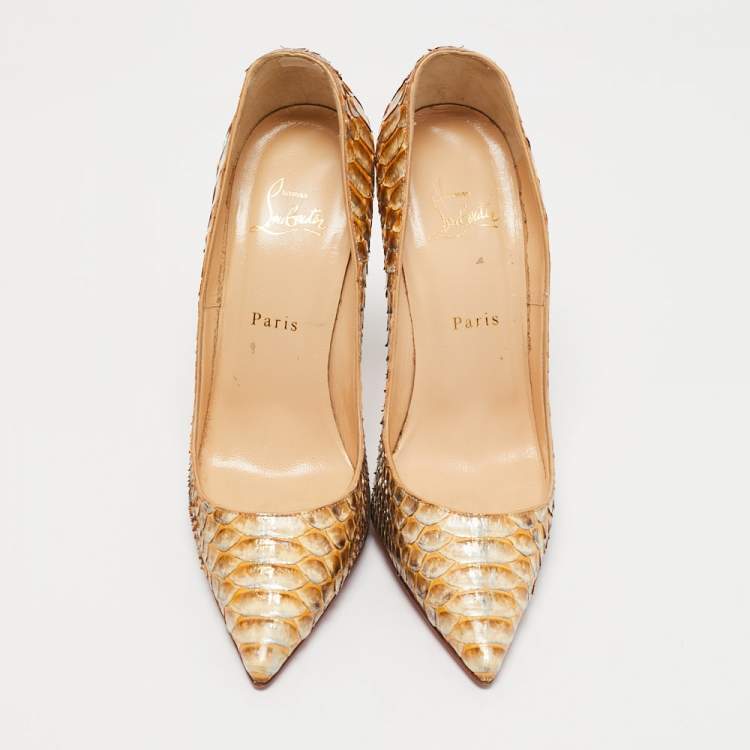 Pre Owned Christian Louboutin Gold Python Leather So Kate  Pumps Size 40