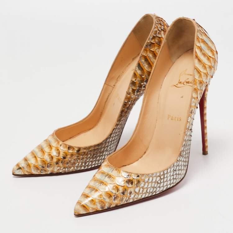 Pre Owned Christian Louboutin Gold Python Leather So Kate  Pumps Size 40