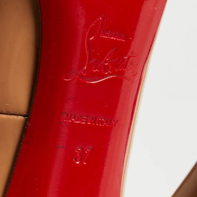 Pre Owned Christian Louboutin Beige Patent Leather Pigalle Pumps Size 37