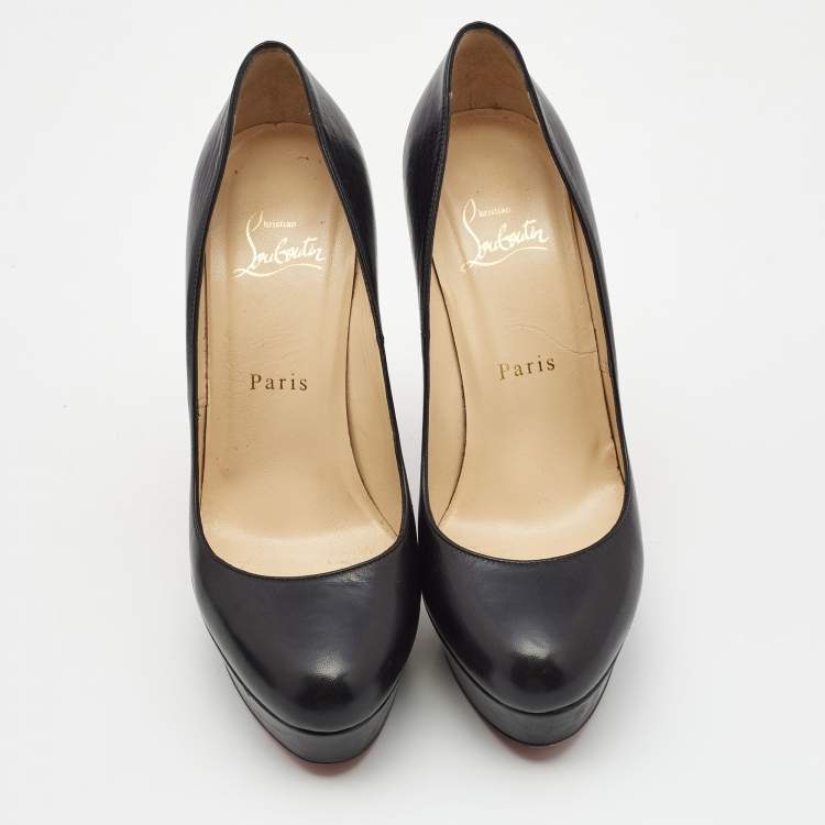 Pre Owned Christian Louboutin Black Leather Bianca Pumps Size 37