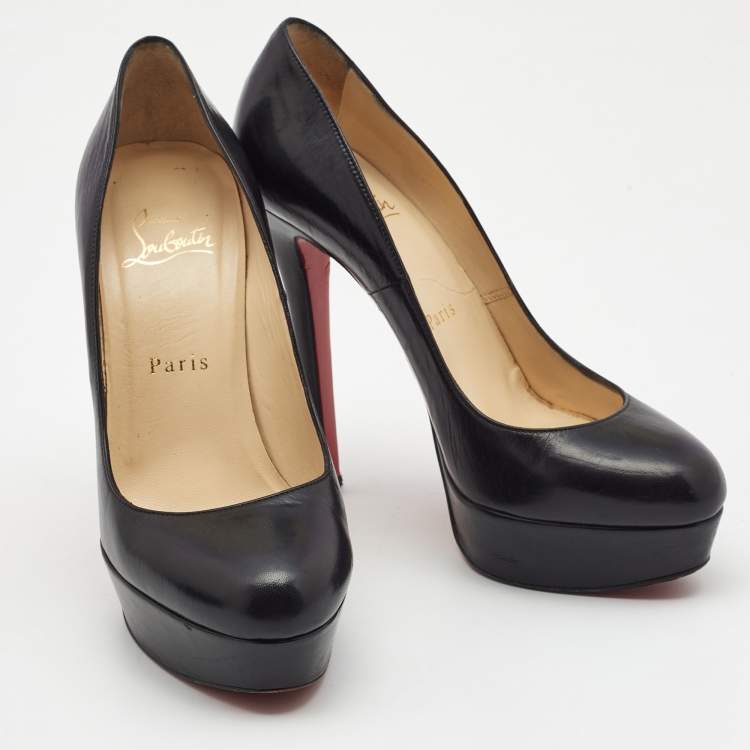 Pre Owned Christian Louboutin Black Leather Bianca Pumps Size 37