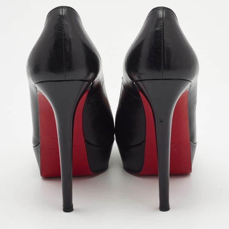 Pre Owned Christian Louboutin Black Leather Bianca Pumps Size 37