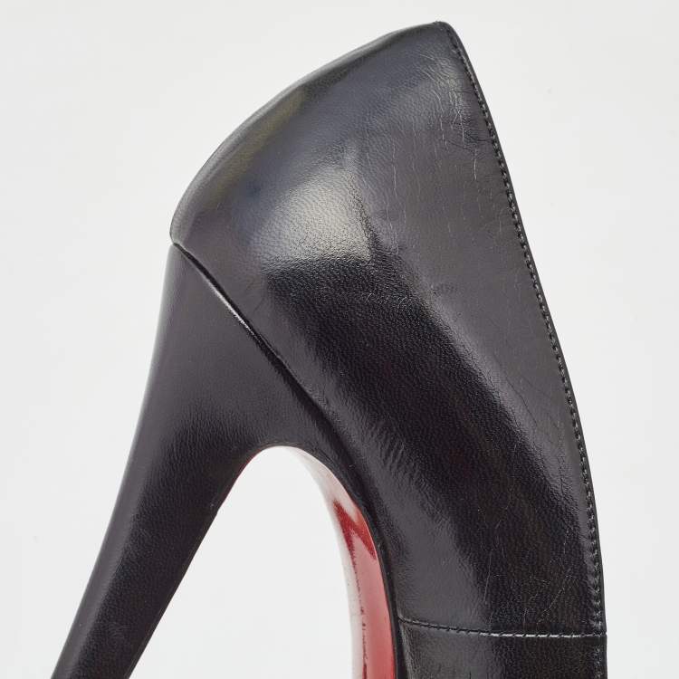 Pre Owned Christian Louboutin Black Leather Bianca Pumps Size 37