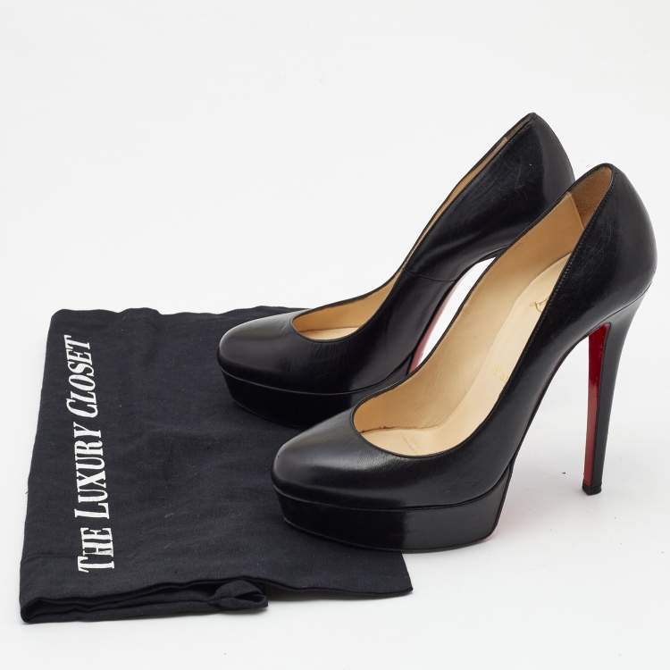 Pre Owned Christian Louboutin Black Leather Bianca Pumps Size 37