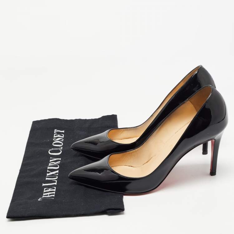 Pre Owned Christian Louboutin Black Patent Leather Pigalle Pumps Size 38.5