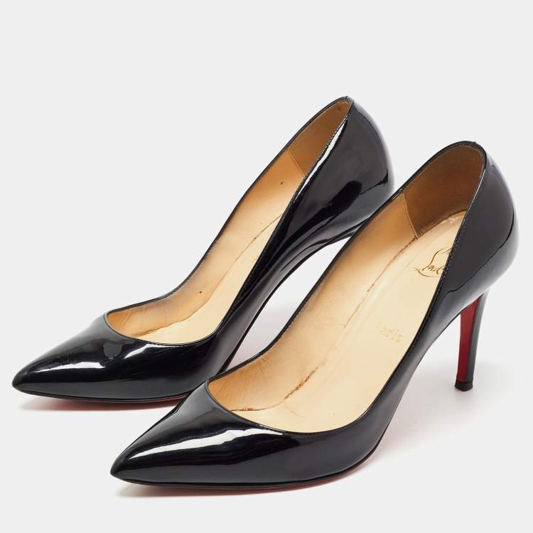 Pre Owned Christian Louboutin Black Patent Leather Pigalle Pumps Size 38.5