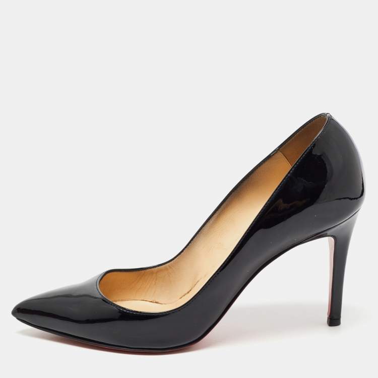 Pre Owned Christian Louboutin Black Patent Leather Pigalle Pumps Size 38.5