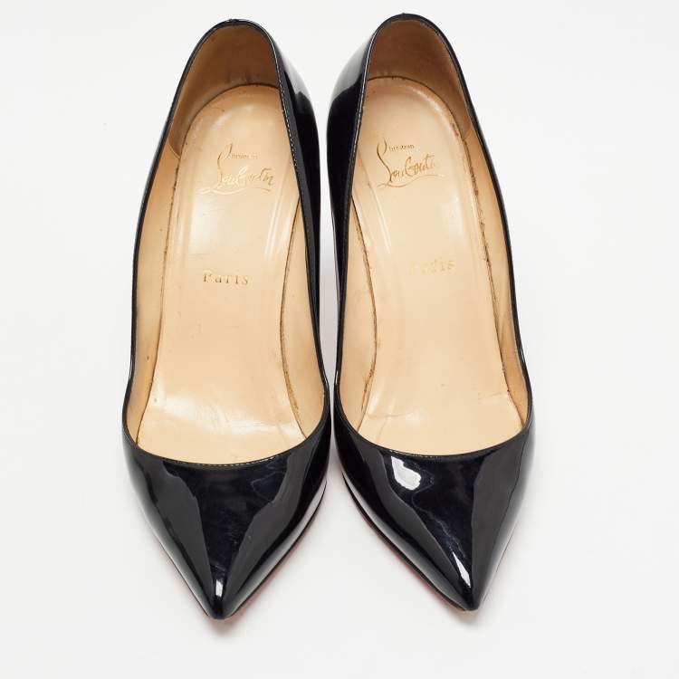 Pre Owned Christian Louboutin Black Patent Leather Pigalle Pumps Size 38.5