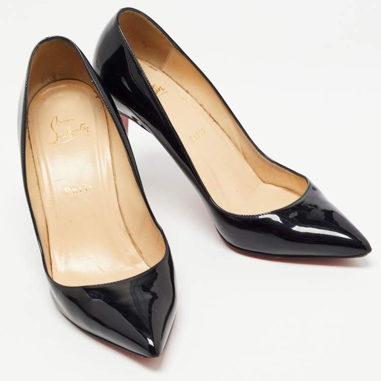 Pre Owned Christian Louboutin Black Patent Leather Pigalle Pumps Size 38.5