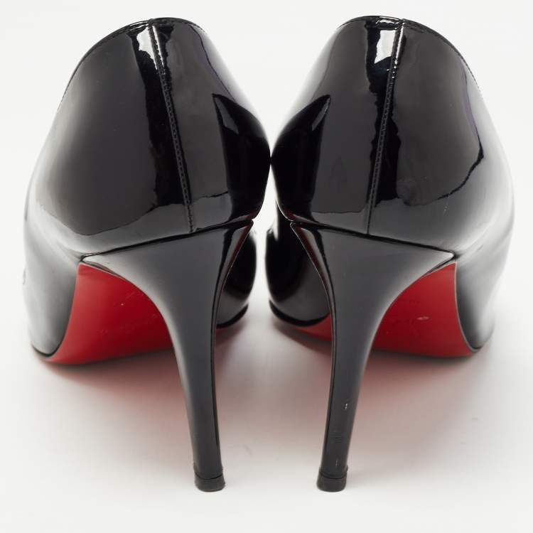 Pre Owned Christian Louboutin Black Patent Leather Pigalle Pumps Size 38.5
