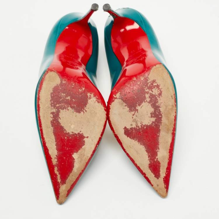 Pre Owned Christian Louboutin Green Patent Leather Kate Pumps Size 39