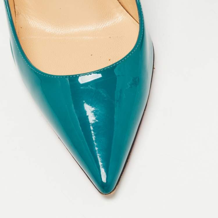 Pre Owned Christian Louboutin Green Patent Leather Kate Pumps Size 39