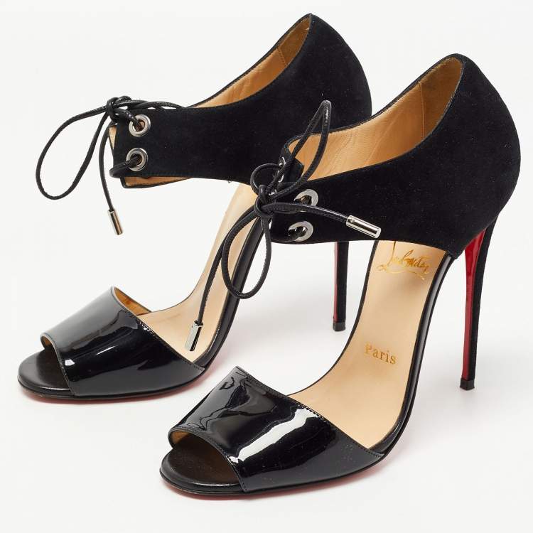 Christian Louboutin Black Suede and Patent Mayerling Lace Up