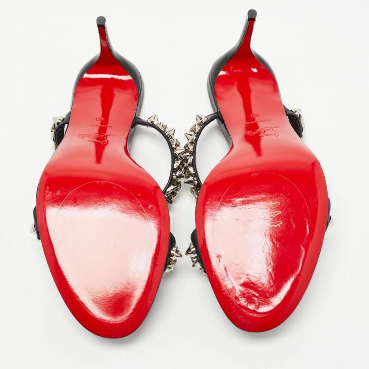 Pre Owned Christian Louboutin Black Leather Just Chain Sandals Size 40