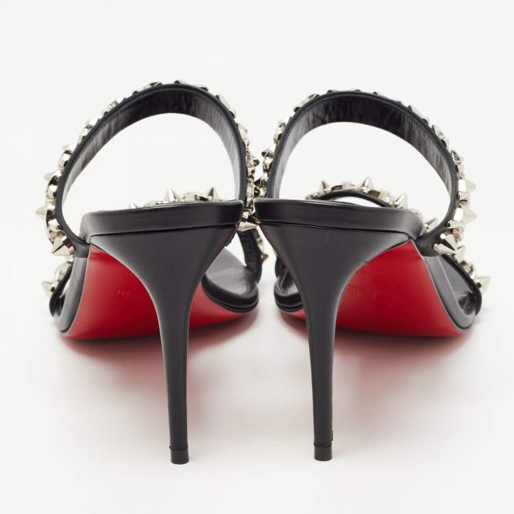 Pre Owned Christian Louboutin Black Leather Just Chain Sandals Size 40