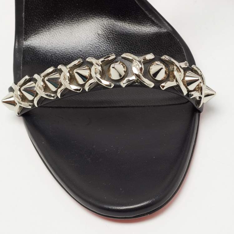 Pre Owned Christian Louboutin Black Leather Just Chain Sandals Size 40