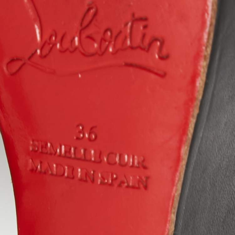Pre Owned Christian Louboutin Black Leather Barcelona Wedge Sandals Size 36