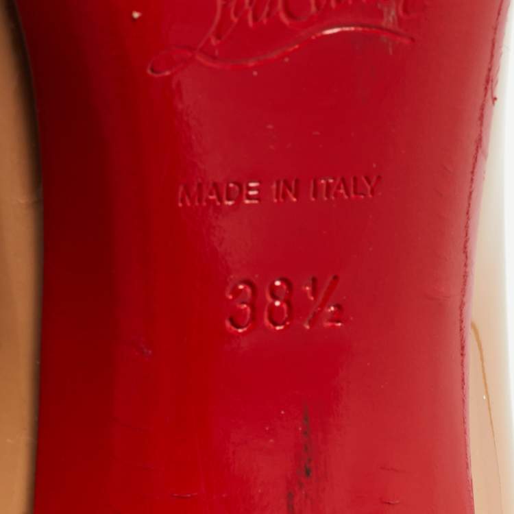 Pre Owned Christian Louboutin Beige Patent Leather Fifi Pumps Size 38.5