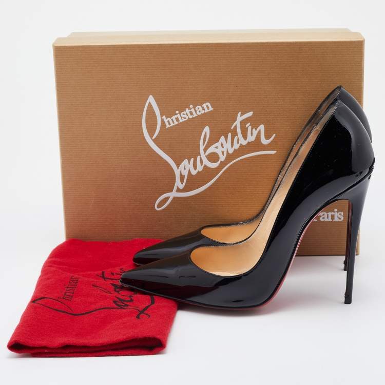 Pre Owned Christian Louboutin Black Patent Leather So Kate Pointed Toe Pumps Size 38.5