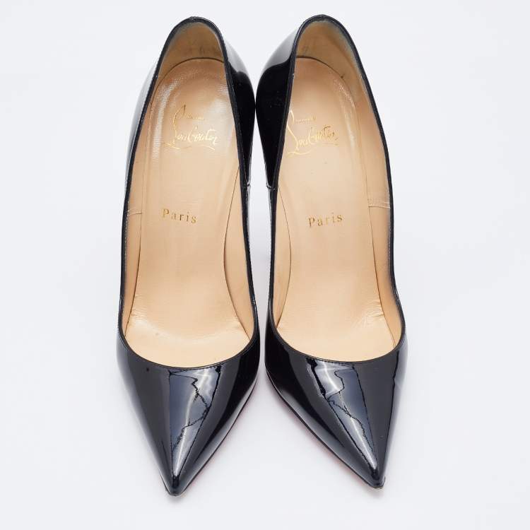 Pre Owned Christian Louboutin Black Patent Leather So Kate Pointed Toe Pumps Size 38.5