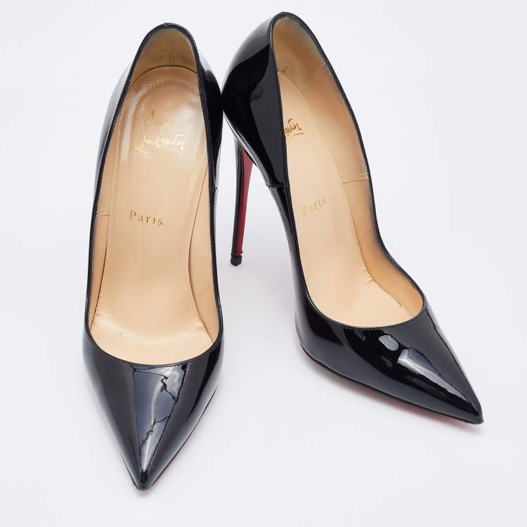 Pre Owned Christian Louboutin Black Patent Leather So Kate Pointed Toe Pumps Size 38.5