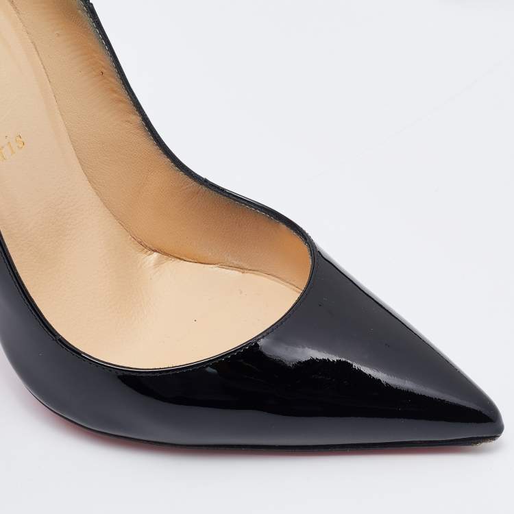 Pre Owned Christian Louboutin Black Patent Leather So Kate Pointed Toe Pumps Size 38.5