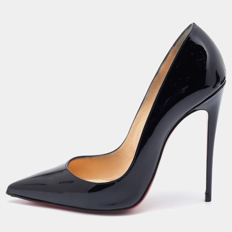 Pre Owned Christian Louboutin Black Patent Leather So Kate Pointed Toe Pumps Size 38.5