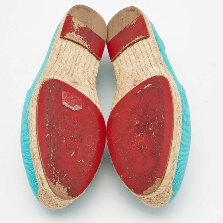 Pre Owned Christian Louboutin Blue Canvas Gala Espadrille Size 38