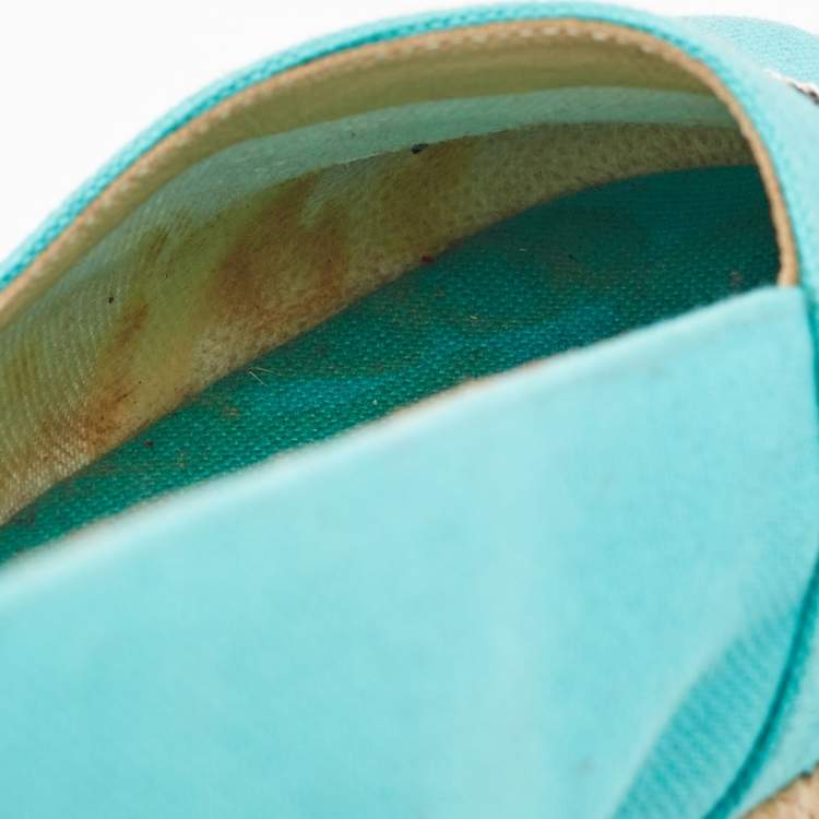 Pre Owned Christian Louboutin Blue Canvas Gala Espadrille Size 38
