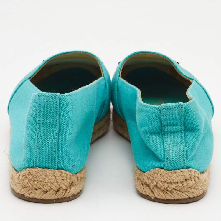 Pre Owned Christian Louboutin Blue Canvas Gala Espadrille Size 38