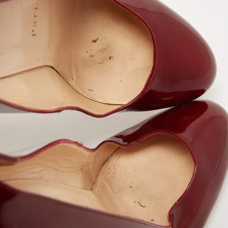 Pre Owned Christian Louboutin Metallic Red Patent Simple Pumps Size 40