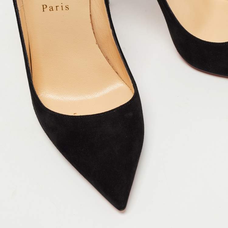 Pre Owned Christian Louboutin Black Suede Pigalle Pumps Size 38