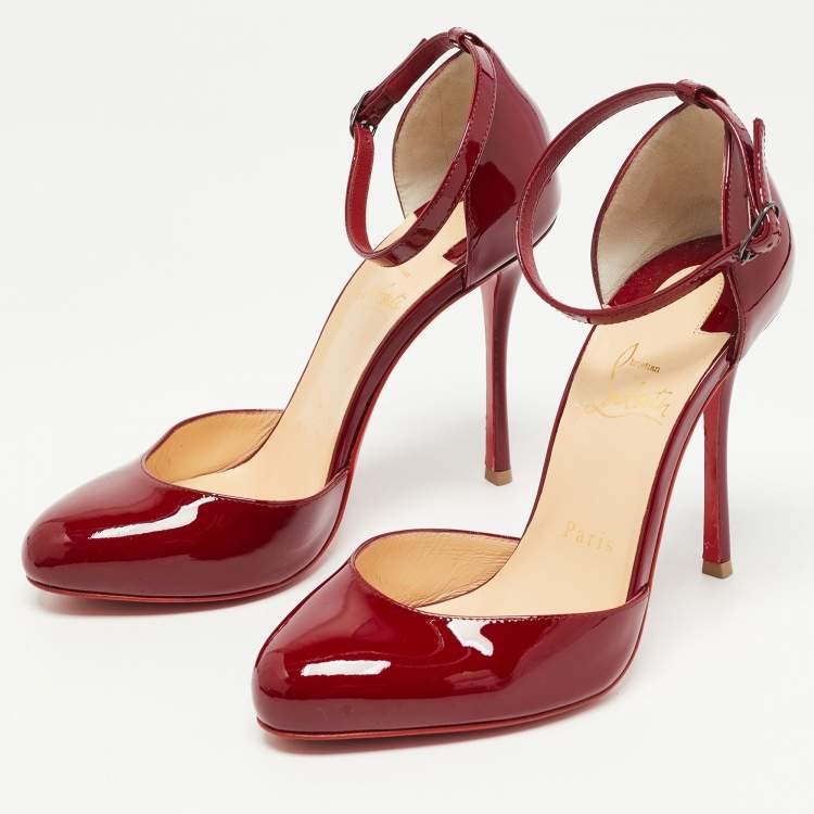 Christian Louboutin Burgundy Patent Vampana Pumps Size 38