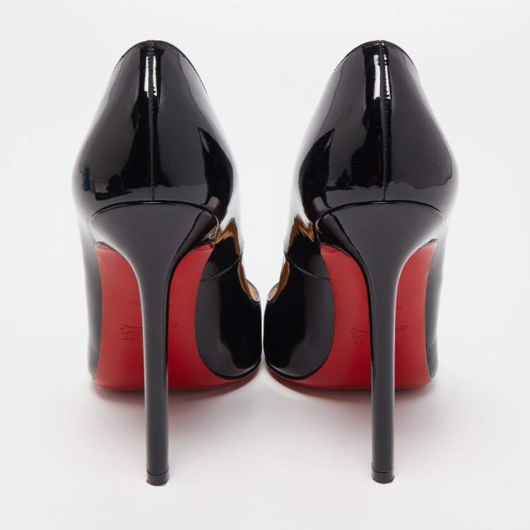 Pre Owned Christian Louboutin Black Patent Pigalle Pumps Size 38
