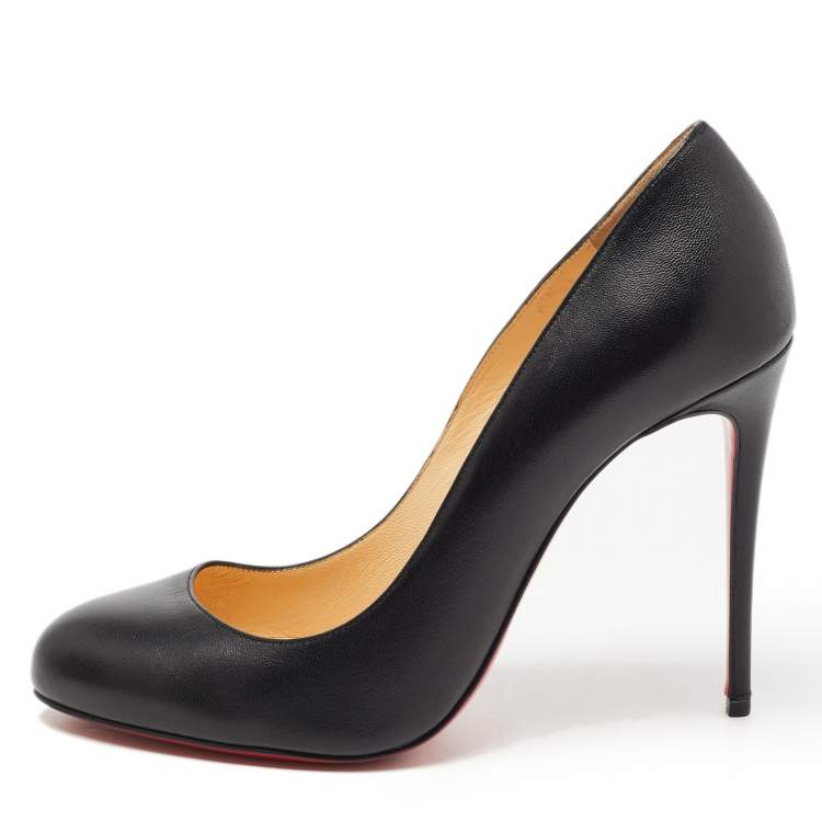 Pre Owned Christian Louboutin Black Leather Fifi Pumps Size 38