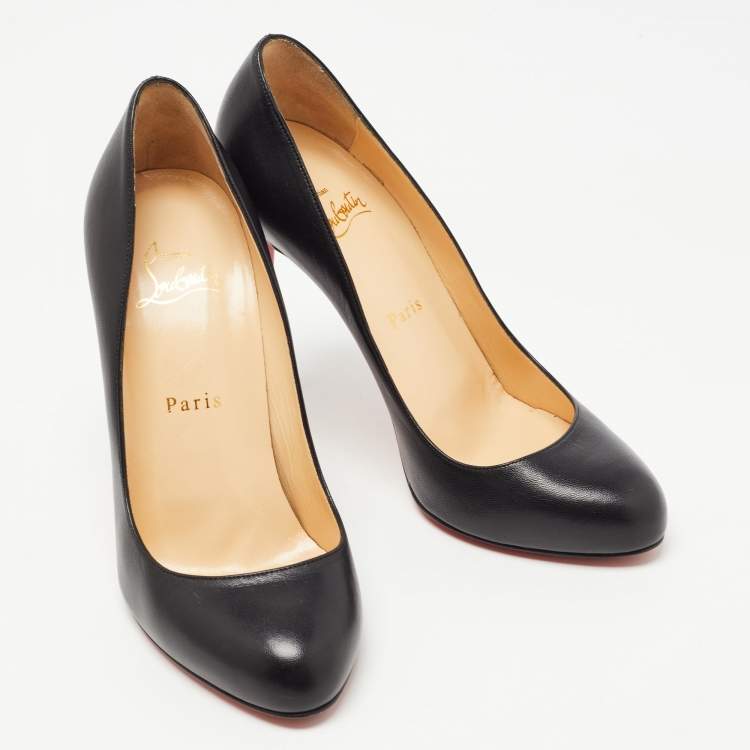 Pre Owned Christian Louboutin Black Leather Fifi Pumps Size 38