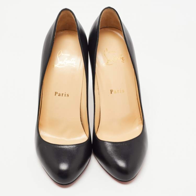 Pre Owned Christian Louboutin Black Leather Fifi Pumps Size 38