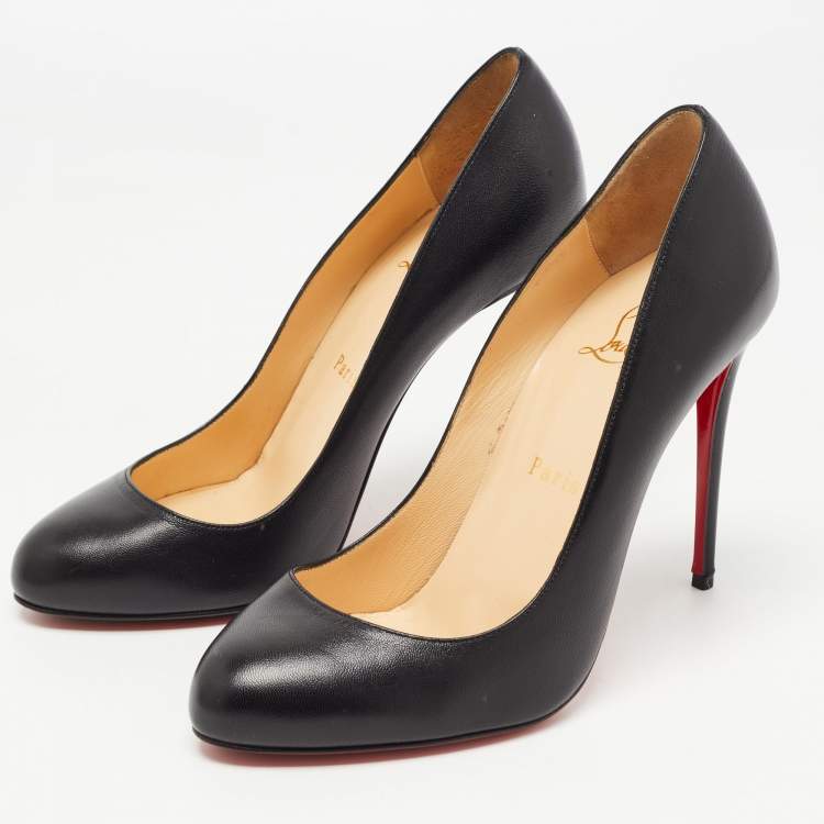 Pre Owned Christian Louboutin Black Leather Fifi Pumps Size 38