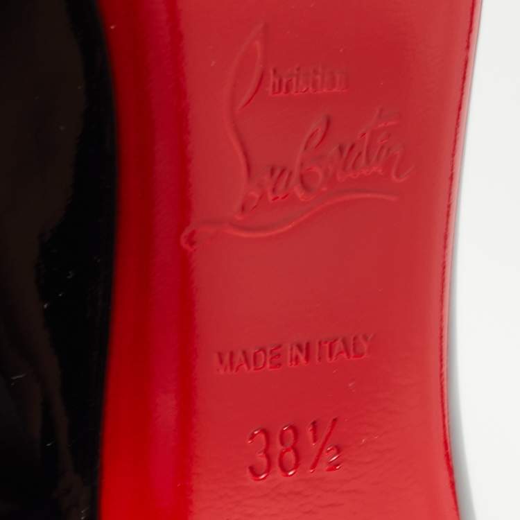 Pre Owned Christian Louboutin Black Patent Leather Kate Pumps Size 38.5