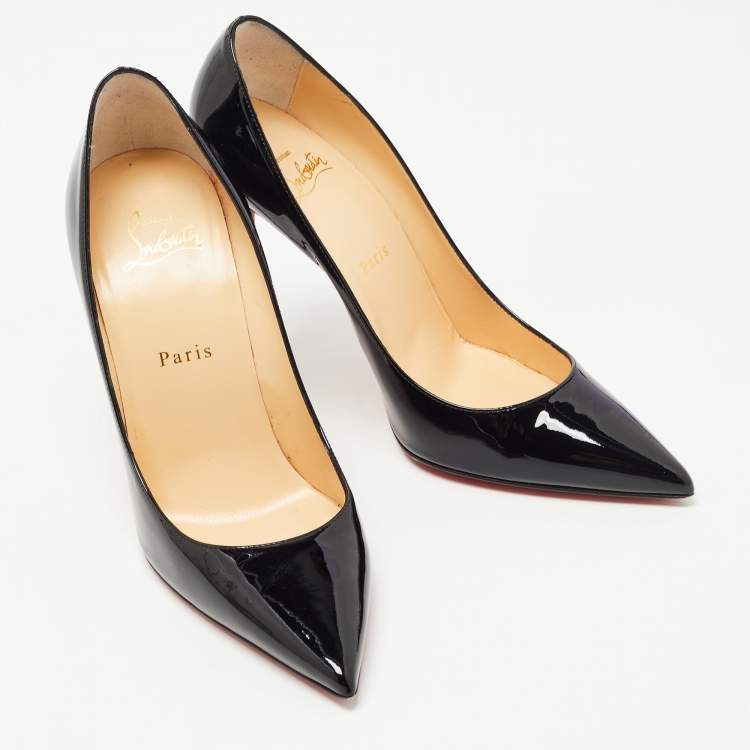 Pre Owned Christian Louboutin Black Patent Leather Kate Pumps Size 38.5