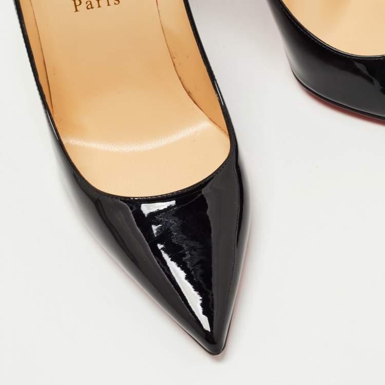 Pre Owned Christian Louboutin Black Patent Leather Kate Pumps Size 38.5