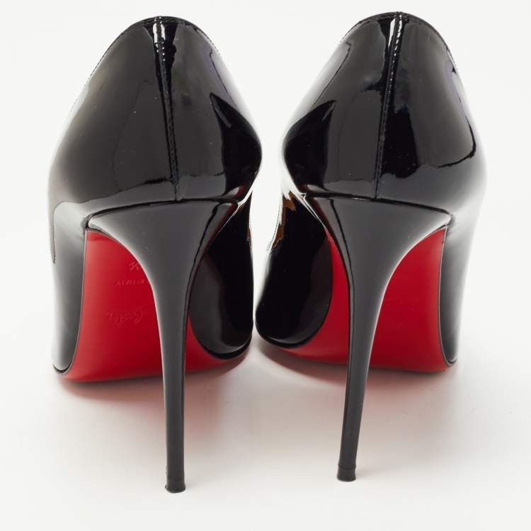 Pre Owned Christian Louboutin Black Patent Leather Kate Pumps Size 38.5