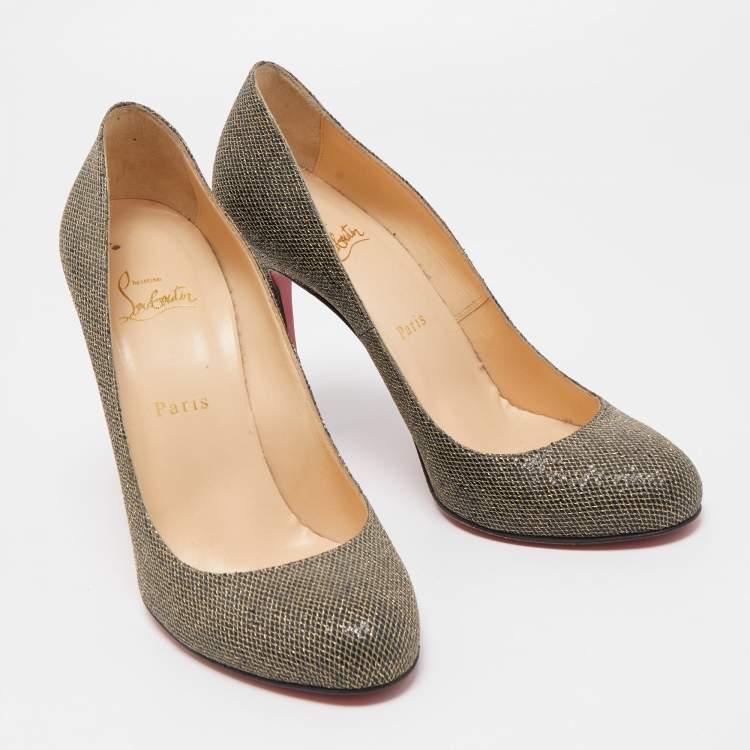 Pre Owned Christian Louboutin Metallic Lurex Fabric Fifi Pumps Size 40
