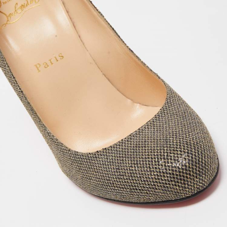 Pre Owned Christian Louboutin Metallic Lurex Fabric Fifi Pumps Size 40