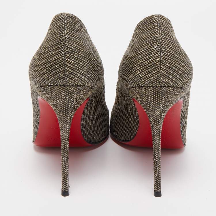 Pre Owned Christian Louboutin Metallic Lurex Fabric Fifi Pumps Size 40